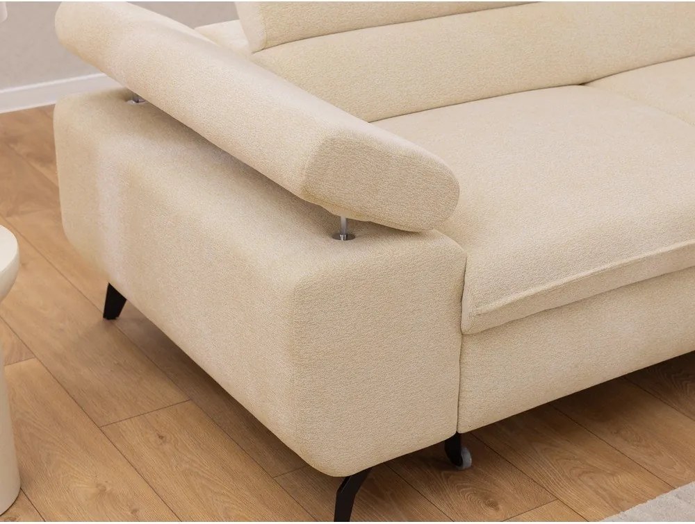 Kremowy narożnik z tkaniny szenilowej (prawostronny/w kształcie litery L) Marbeya – Ropez