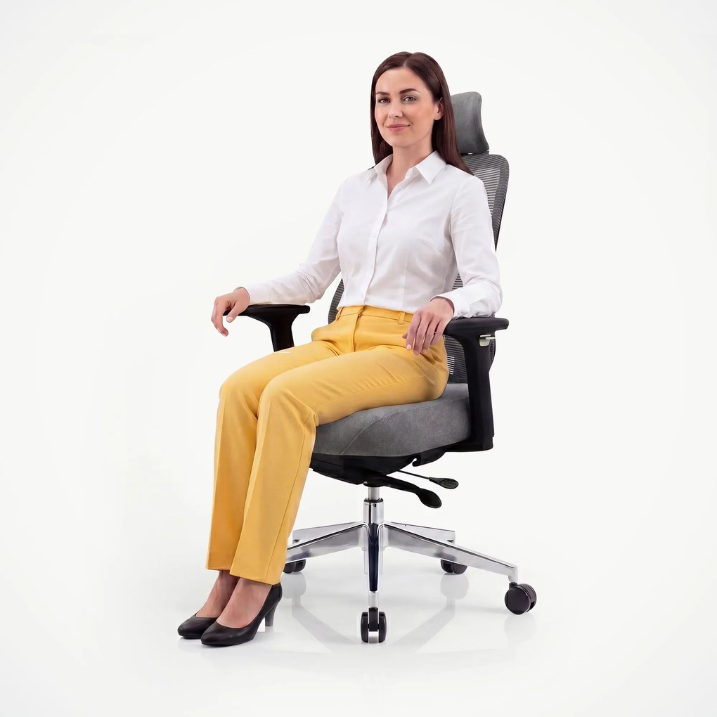 Fotel biurowy ergonomiczny z siatką ciemnoszary: AXIS