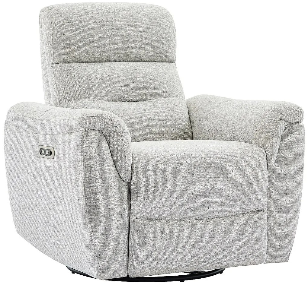 Fotel relaksacyjny elektryczny z fakturowaną tkaniną w jasnym szarym kolorze BREVIO