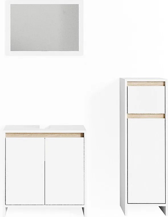 Zestaw mebli łazienkowych biały/sonoma 58x33x60 emma