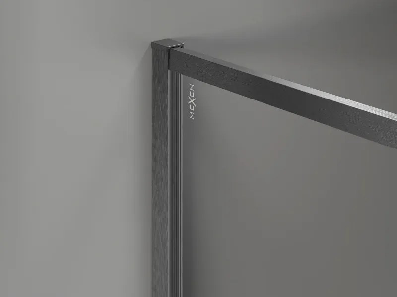 Mexen Kioto-XF ścianka prysznicowa Walk-in z ramką 130 x 202 cm, transparent 10 mm, gun gray szczotkowany - 800-130-104-66-00-X