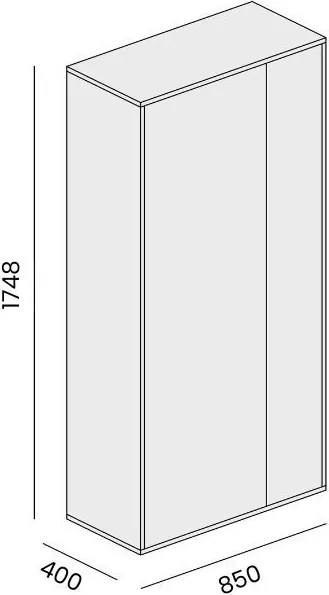 Szafa ubraniowa BLOCK, 850 x 400 x 1748 mm, dąb naturalny
