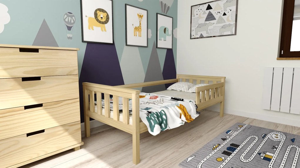 Łóżko dziecięce MONTY 90 x 200 cm, sosna Stelaż: Ze stelażem listwowym rolowanym, Materac: Materac Coco Maxi 20 cm