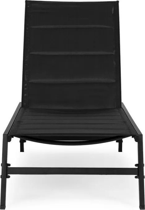 Leżak ogrodowy z regulowanym oparciem Talvio, kolor czarny