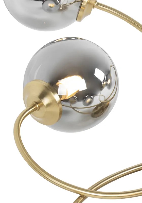 Plafon / Lampy sufitowe art deco złoty 6-źródeł światła z przydymionym szkłem - Athens Rustykalny / Vintage Oswietlenie wewnetrzne