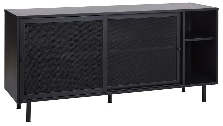 Czarna metalowa komoda z drzwiami przesuwnymi 160x75x46 cm Veep – Unique Furniture