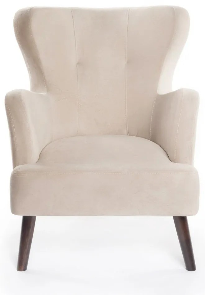 Beżowy aksamitny fotel typu uszak Noemye – Bonami Selection