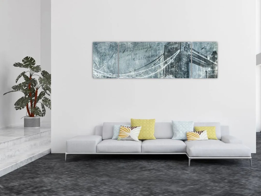 Obraz - Tower Bridge w chłodnych odcieniach (170x50 cm)