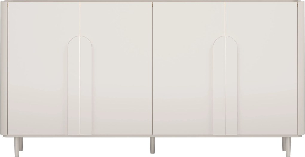 Komoda Amilio 200 cm czterodrzwiowa na nóżkach - kaszmir / dąb olejowany / uchwyty kaszmir