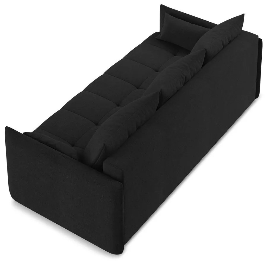 Czarna rozkładana/ze schowkiem sofa 225 cm Moku – Makamii