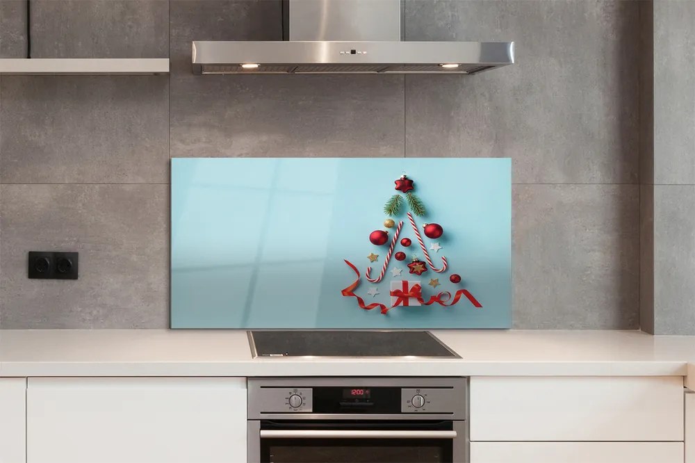 Panel szklany do Kuchni Świąteczne Słodycze i Bombki