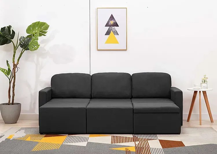 Rozkładana sofa modułowa ciemnoszara tkanina - Odi 4Q