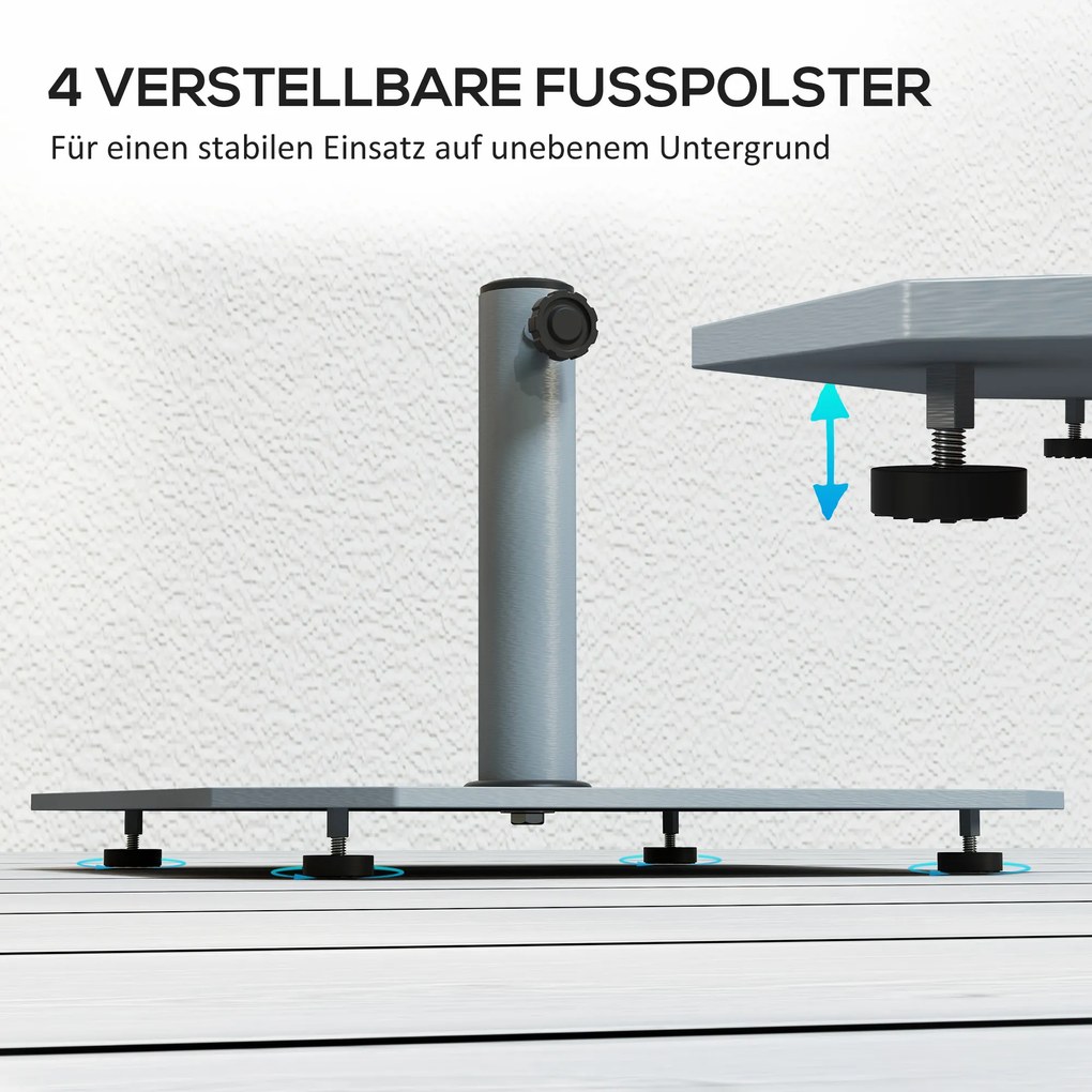 Outsunny Podstawa Parasola z Metalu 18,5 kg na Kółkach, Kwadratowy Uchwyt dla Parasoli 32/38/48mm
