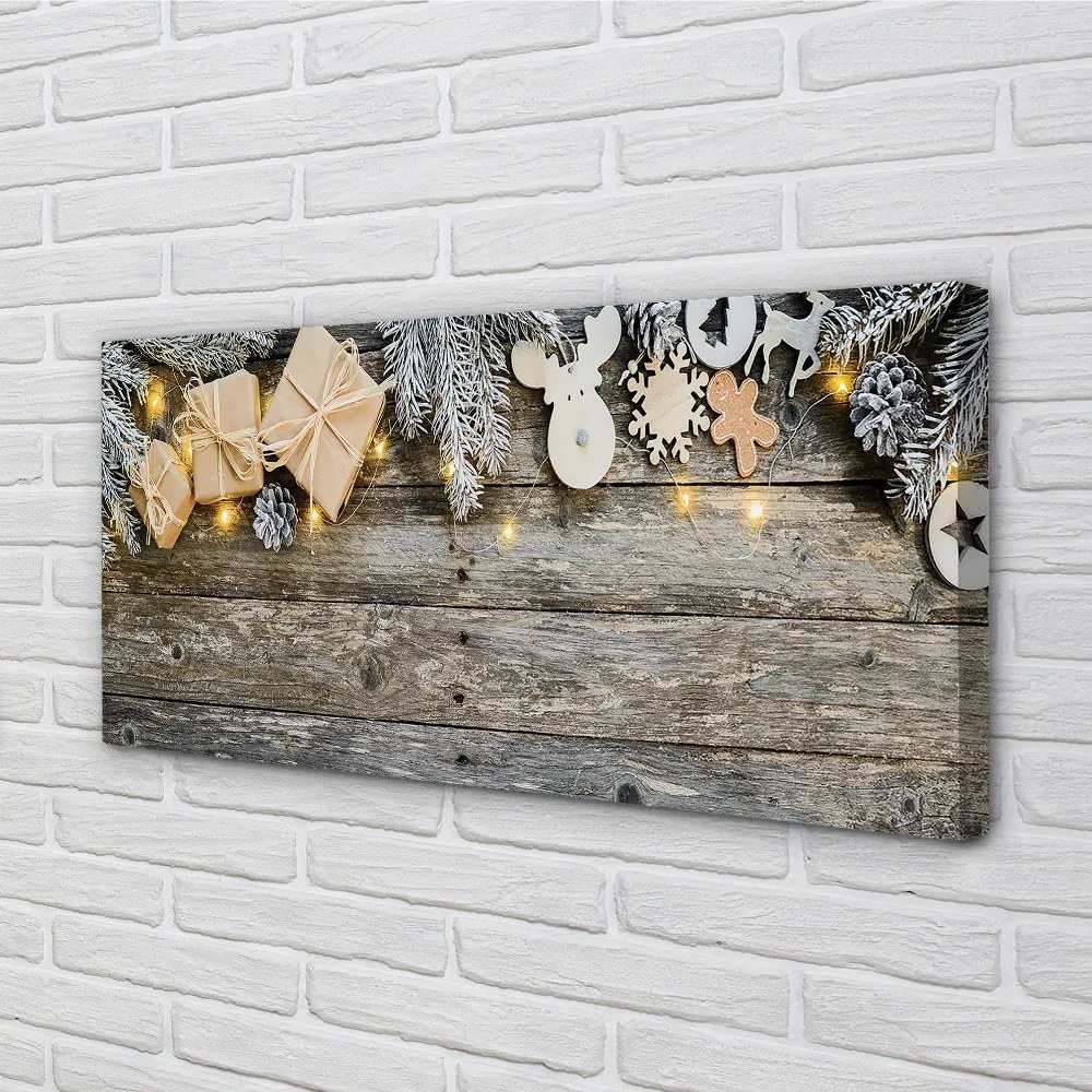 Obraz na płótnie Gałązki, Prezenty i Szyszki