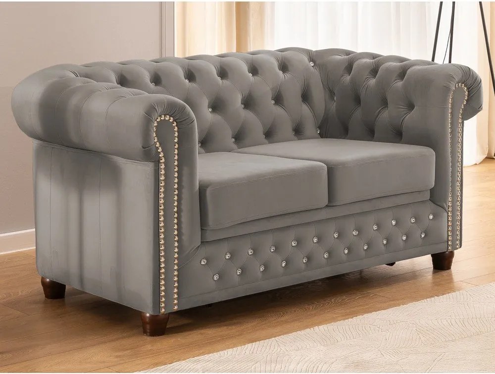 Szara aksamitna rozkładana sofa 148 cm York Blik – Ropez