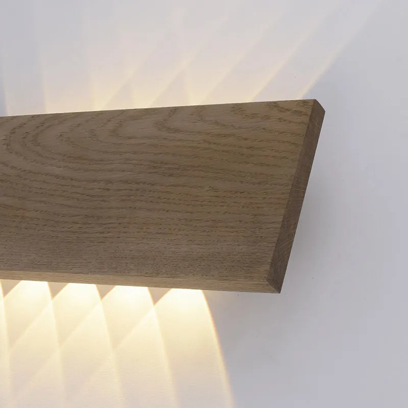 Rustykalna lampa ścienna drewniana 45 cm z LED 2-światła - Ajdin Nowoczesny Oswietlenie wewnetrzne