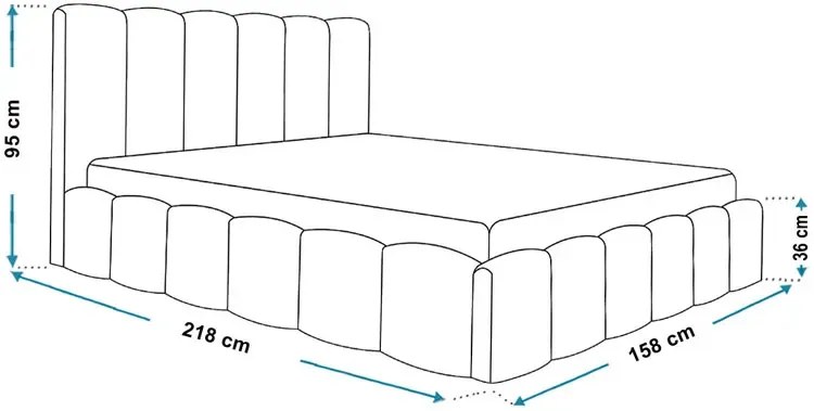 Welurowe łóżko tapicerowane z pojemnikiem 140x200 Arman 4X - 36 kolorów