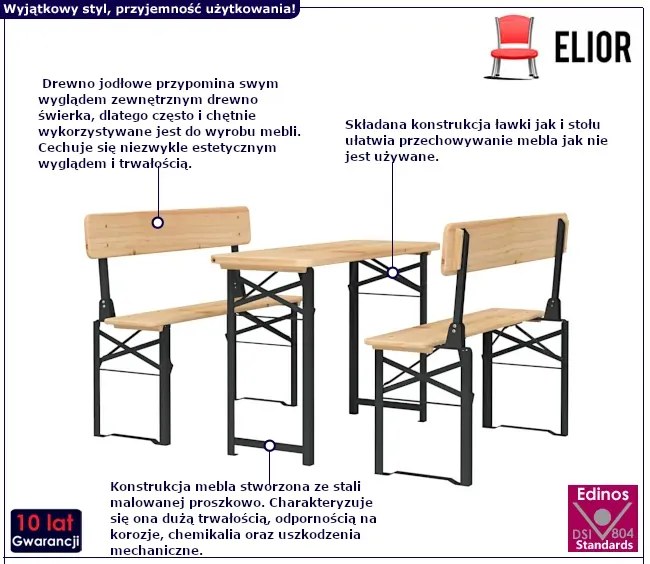 Zestaw mebli ogrodowych z litego drewna jodłowego - Tureso