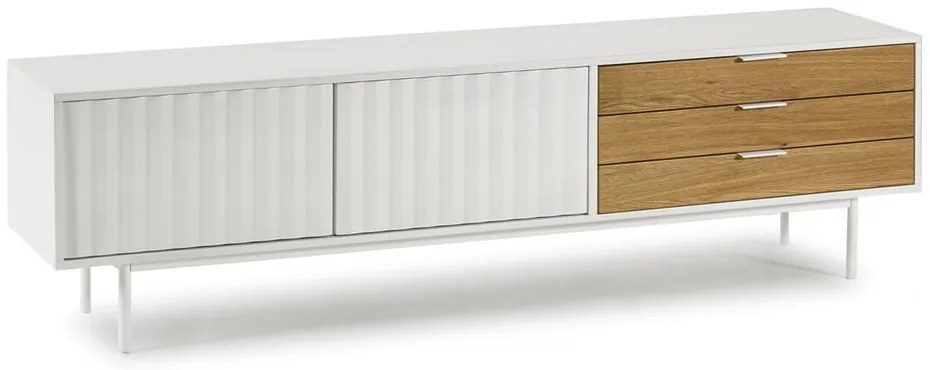 Biało-naturalna szafka pod TV w dekorze dębu 180x52 cm Sierra – Teulat