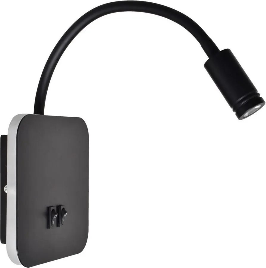 Regulowany kinkiet LED BASE LED/8W+LED/2W/230V czarny/srebrny