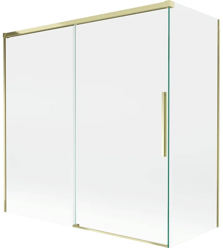 Mexen Rox parawan nawannowy 2-skrzydłowy rozsuwany 160 + 70 x 150 cm, transparent, złoty - 8C9-160-070-50-00