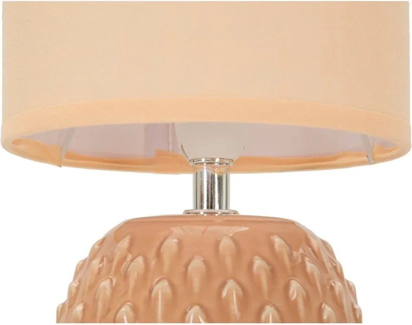 Brzoskwiniowa lampa stołowa ceramiczna z tekstylnym kloszem (wysokość 27 cm) Pontus – Mauro Ferretti