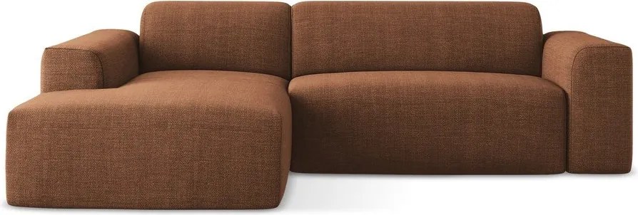 Narożnik (lewostronny/z szezlongiem) w kolorze terakoty Keli – Makamii