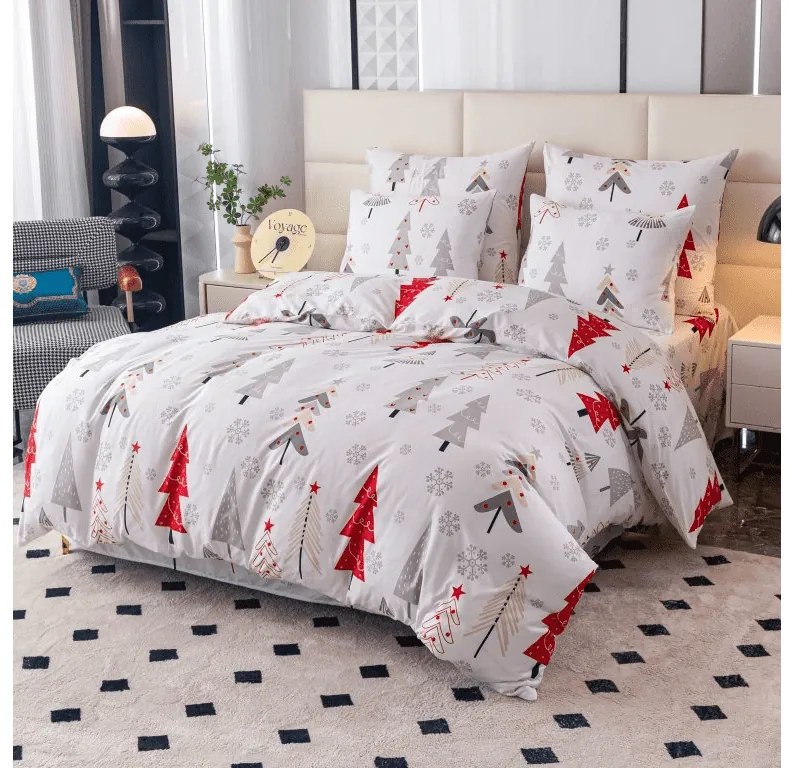PrzytulneMieszkanie.pl PrzytulneMieszkanie.pl Flanelowa pościel z mikrofibry JINGLE biała Rozmiar pościeli: 2 szt 70 x 90 cm | 200 x 220 cm