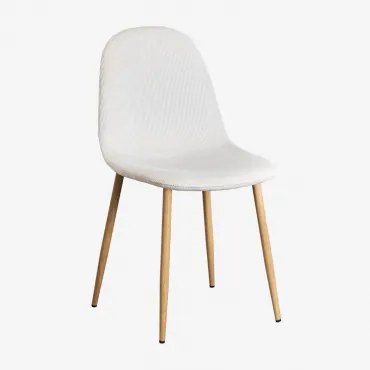 Zestaw 2 Krzeseł Jadalnianych Glamm Drewno Naturalne & Sztruksu Beżowy Len & Sztruksu - Sklum