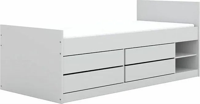 Łóżko młodzieżowe LEON 200x90 z półkami białe