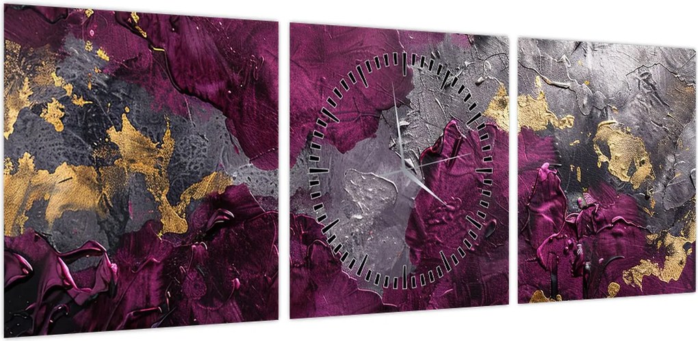 Obraz - Teksturowanie abstrakcji (z zegarem) (90x30 cm)