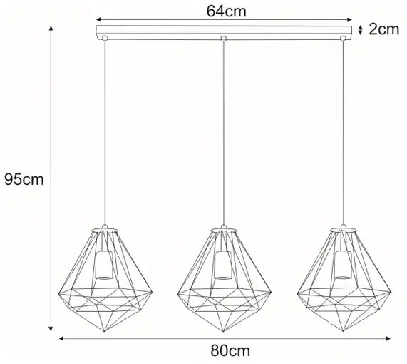Lampa wisząca potrójna czarna G8-A42