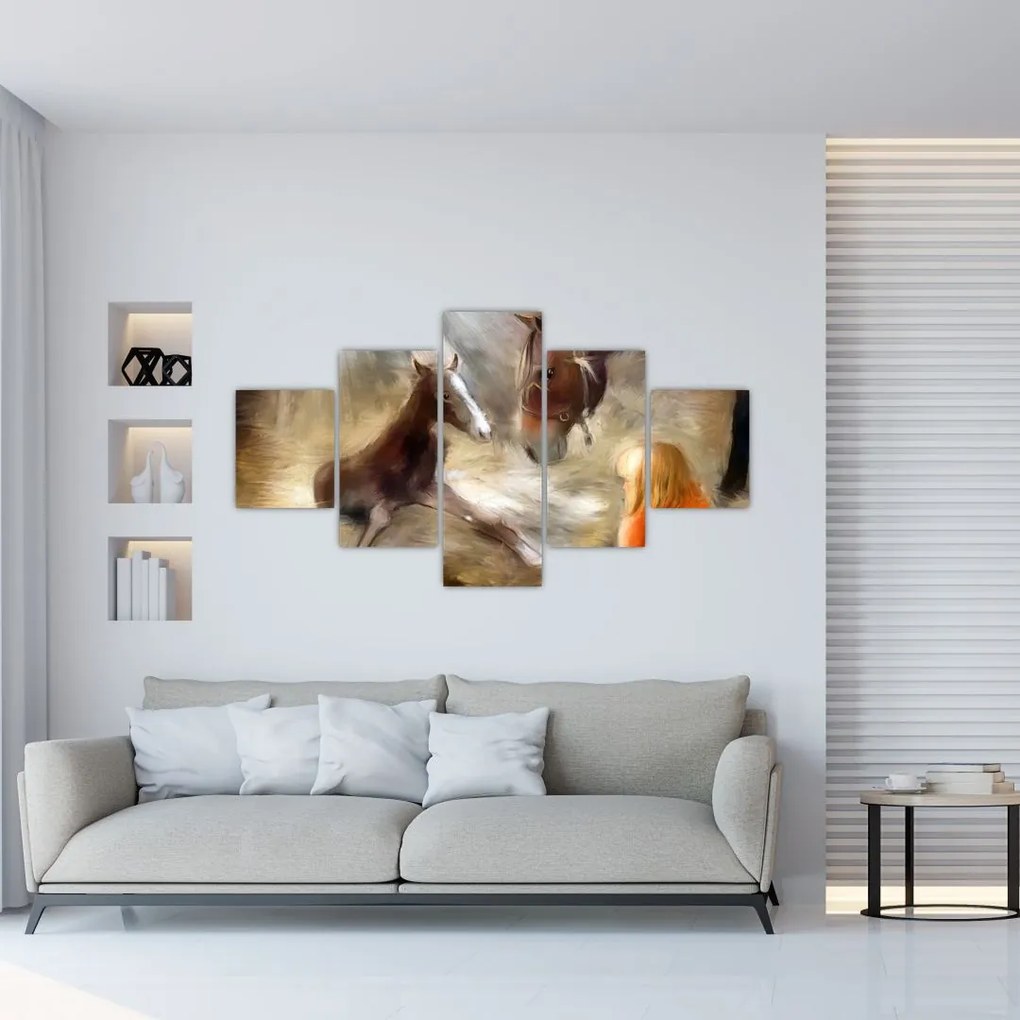 Obraz - Witaj na świecie, źrebaku (125x70 cm)