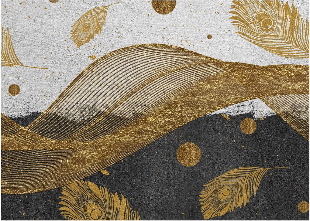 Obraz - Złote piórka (70x50 cm)