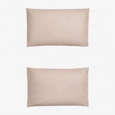 Pack 2 Poszewek Na Poduszki Z Perkalu Bawełnianego O Gęstości 180 Nitek Lesia Lekki Róż Do Makijażu & 50 X 75 Cm - Sklum