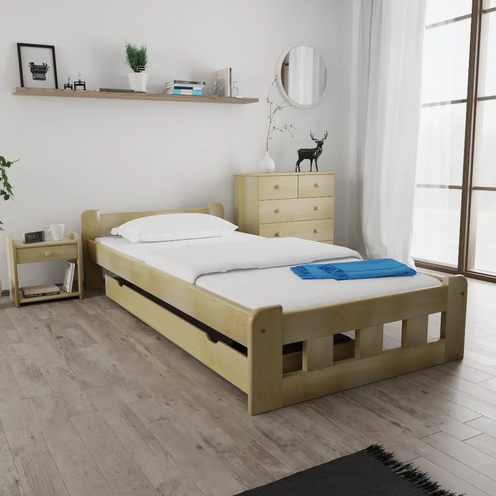 Łóżko Naomi podwyższone 80 x 200 cm, sosna Materac: Materac Deluxe 10 cm