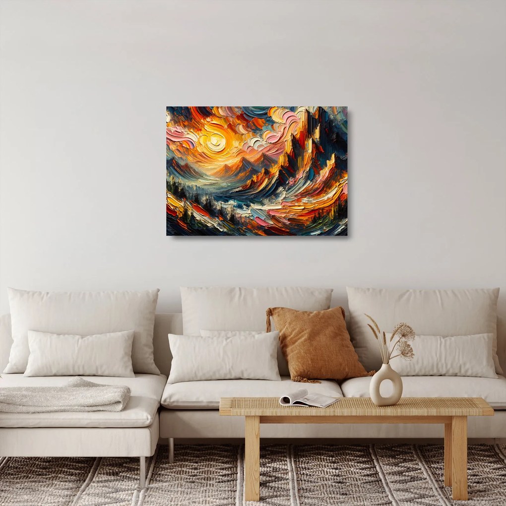 Obraz na szkle - Góry oświetlone słońcem (70x50 cm)