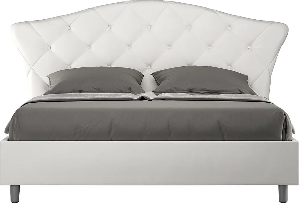 Łóżko bez stelaża tapicerowane 160x190 sztucznej skóry Biały Langre