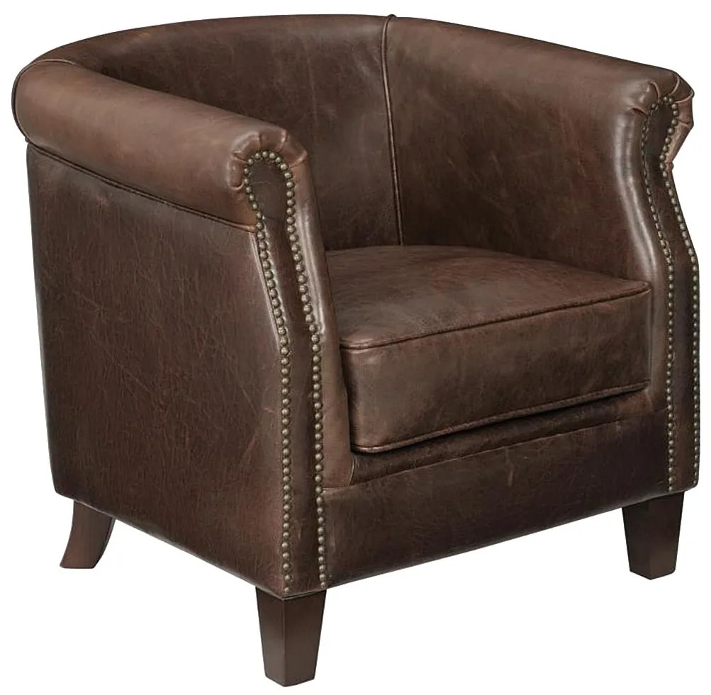 Fotel klubowy z postarzanej skóry ENGUERRAND