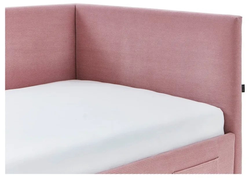 Różowe narożne łóżko dziecięce ze schowkiem 90x200 cm Cool – Meise Möbel