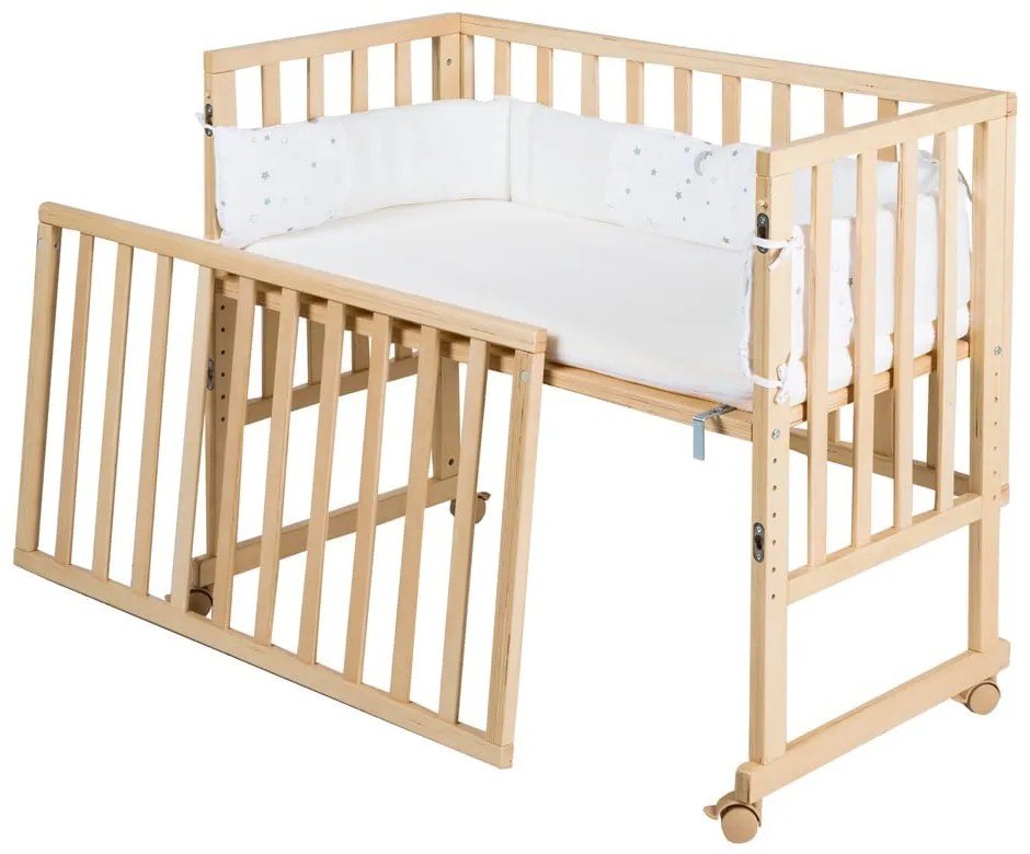 Łóżeczko na kółkach 90x45 cm w naturalnym kolorze Star Magic – Roba