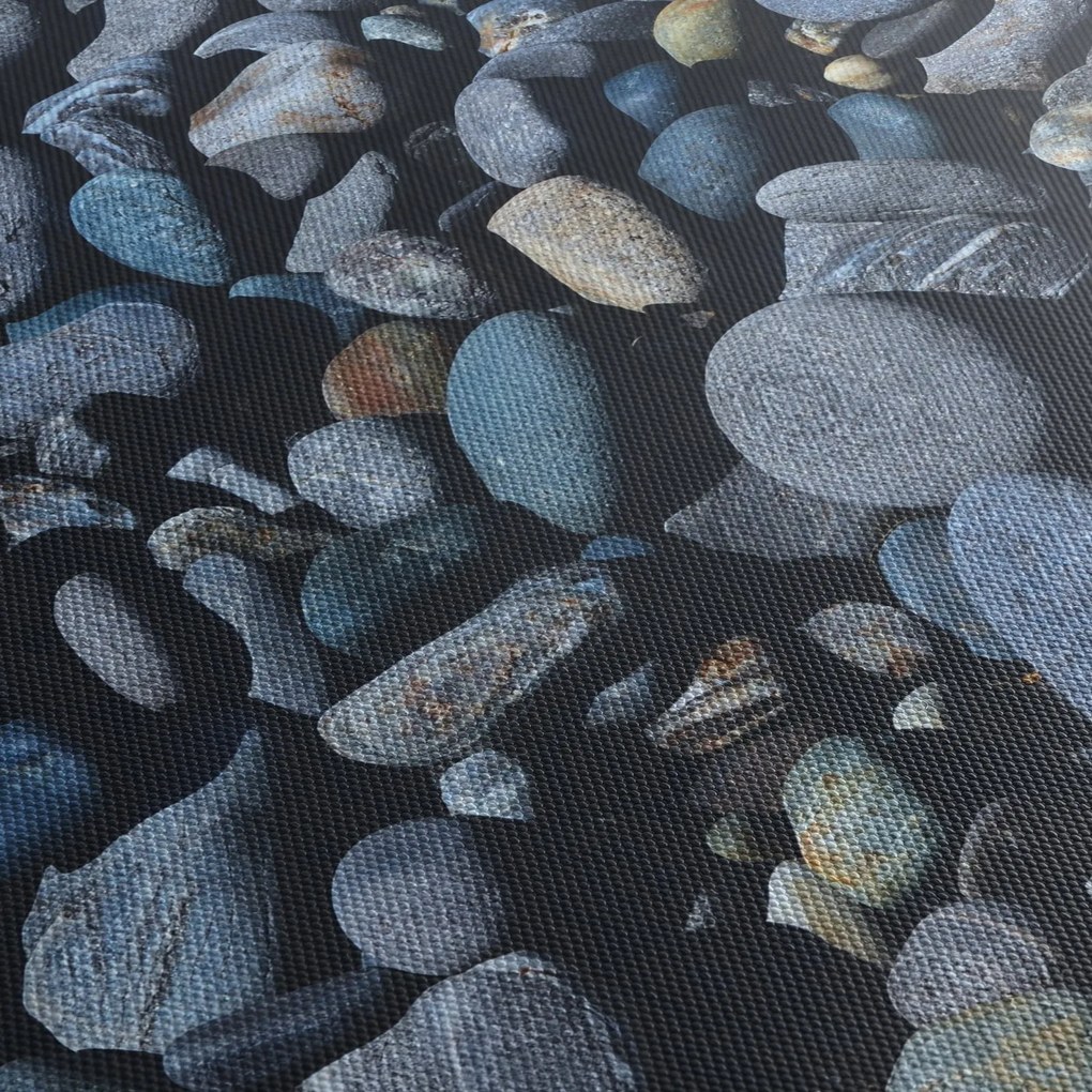 Obraz kamyków z plaży (z zegarem) (90x30 cm)