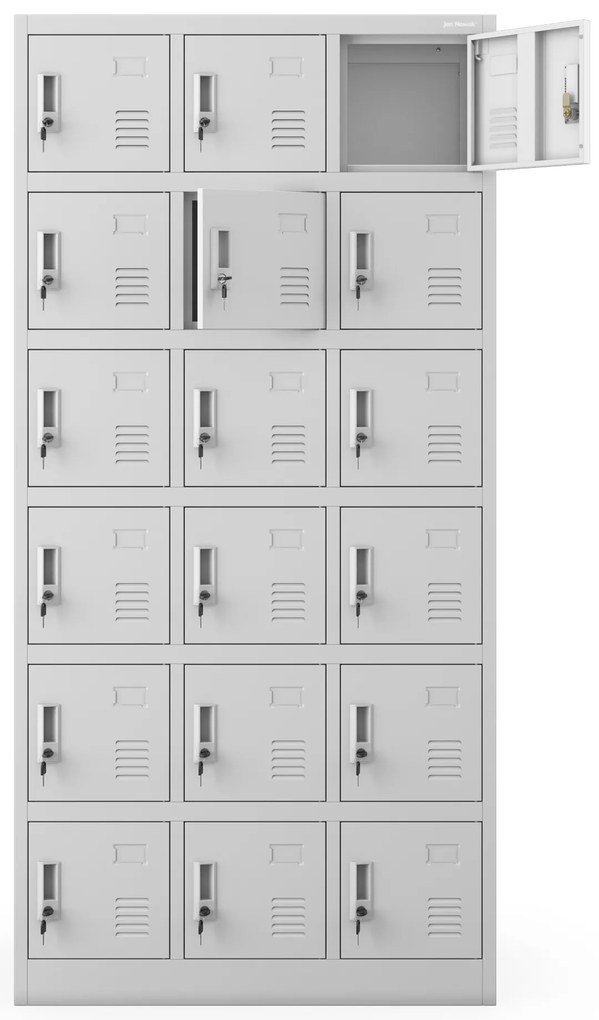 Skrytkowa szafa socjalna KAROL, 900 x 1850 x 400 mm, szara