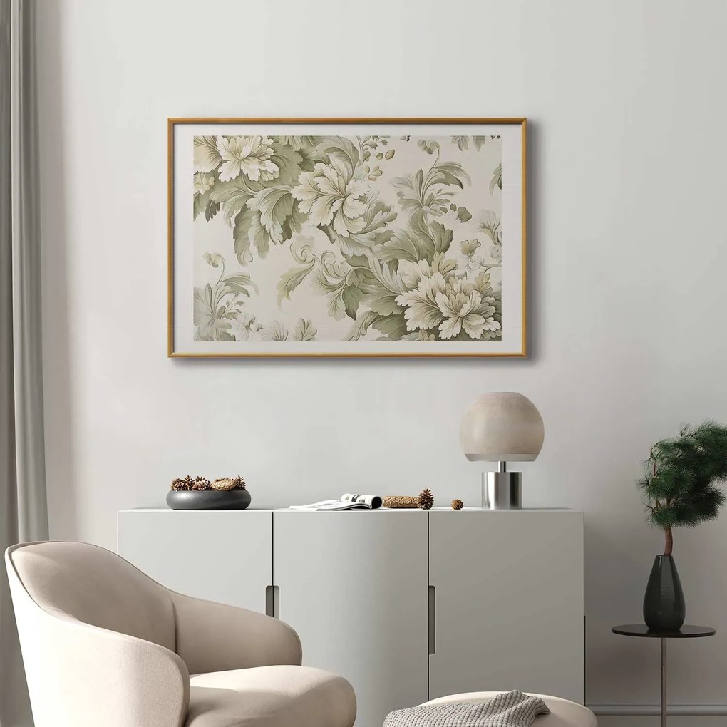 Plakat Vintage kwiaty 42x29,7 cm z ramą złotą z marginesem ARTGEIST B