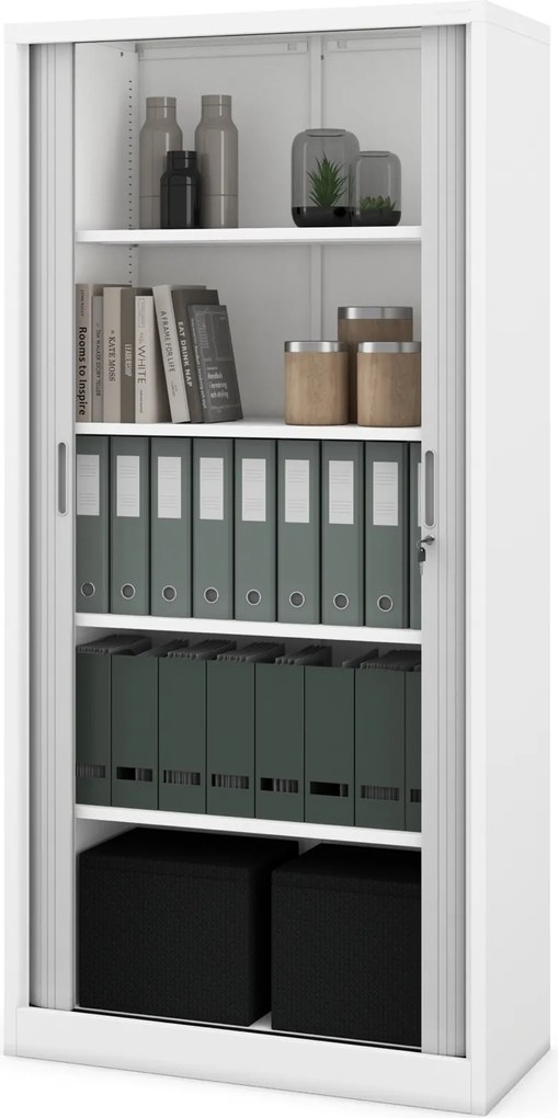 Szafa biurowa na akta z roletą Damian 90x45x185 cm szary/biały