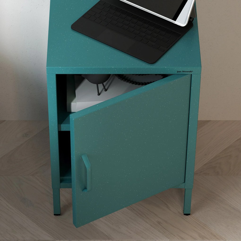 Szafka nocna metalowa na nóżkach morska, 424x595x400 mm: MIA Modern