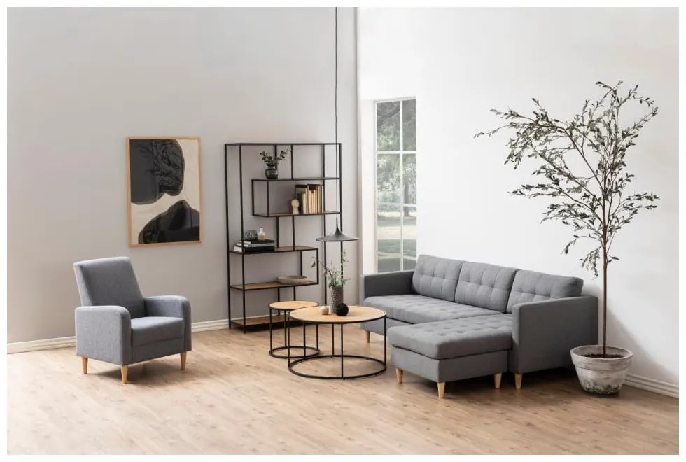 Czarno-naturalny regał w dekorze dębu 114x185 cm Seaford – Actona