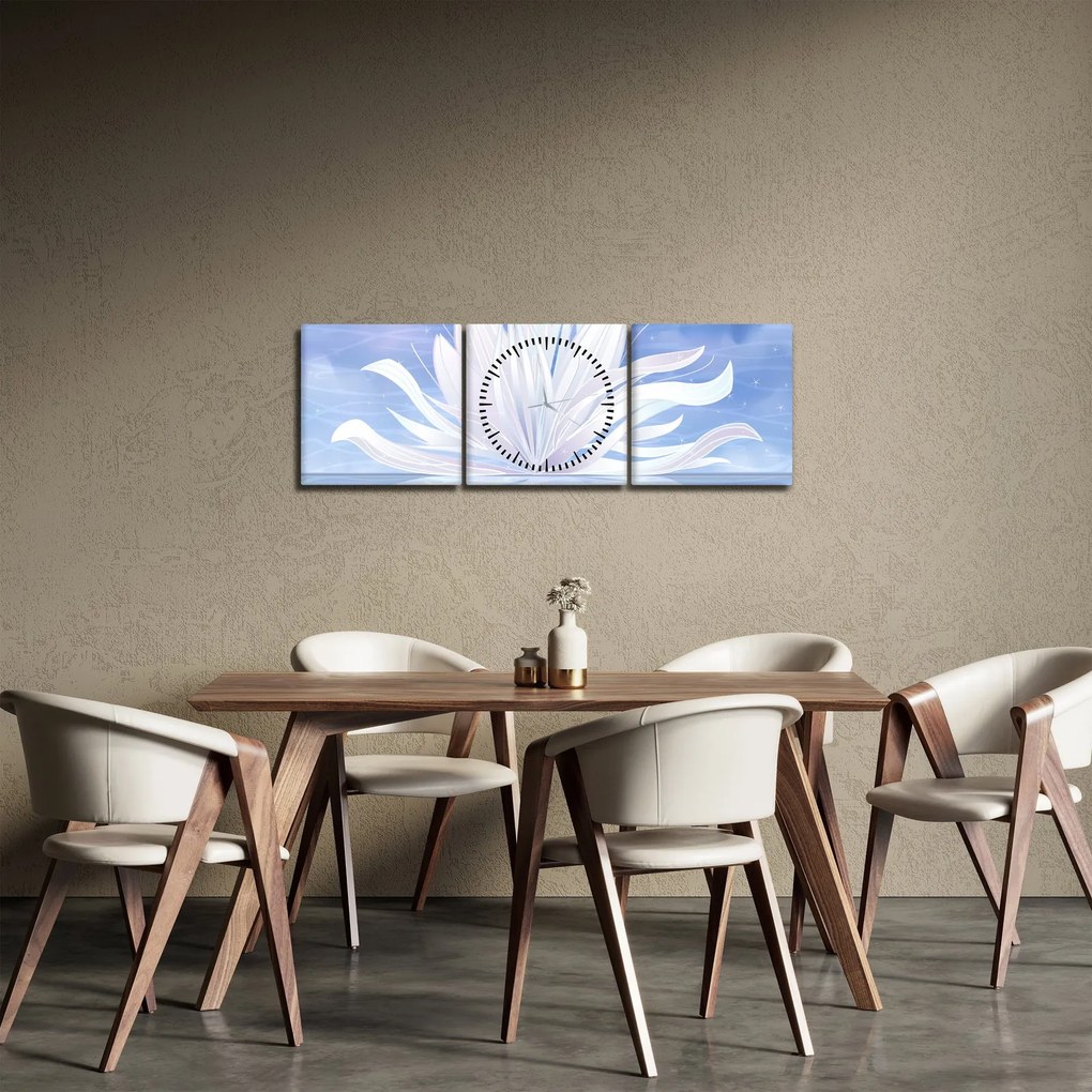 Obraz - Kwiat lotosu (z zegarem) (90x30 cm)