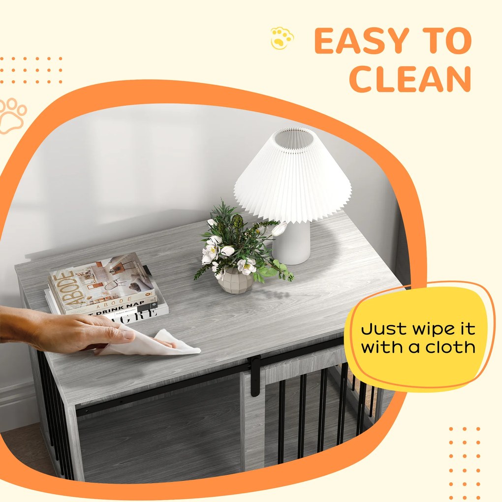 PawHut Klatka dla psa z drzwiami przesuwnymi wentylowana stalowa 98x58x61 cm szara | Aosom PL