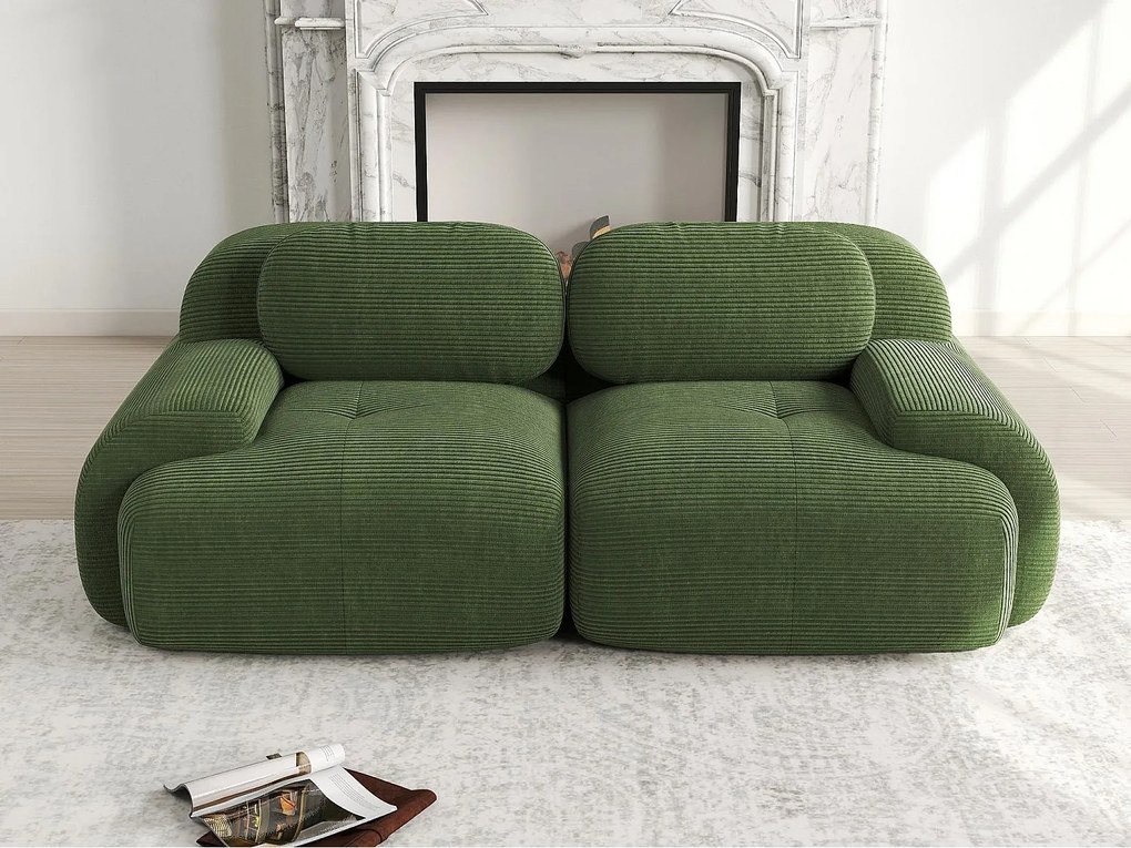 2-osobowa sofa bez stelaża - Modułowa i dowolnie konfigurowalna - Tkanina o wysokiej elastyczności - Sztruks - Zielony